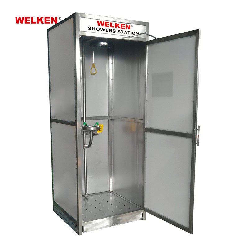 Customized ODM SS304 316 Emergency EyeFace Wash Enclosed Eye Wash Cabin Safety Shower With Eyewash Fountain